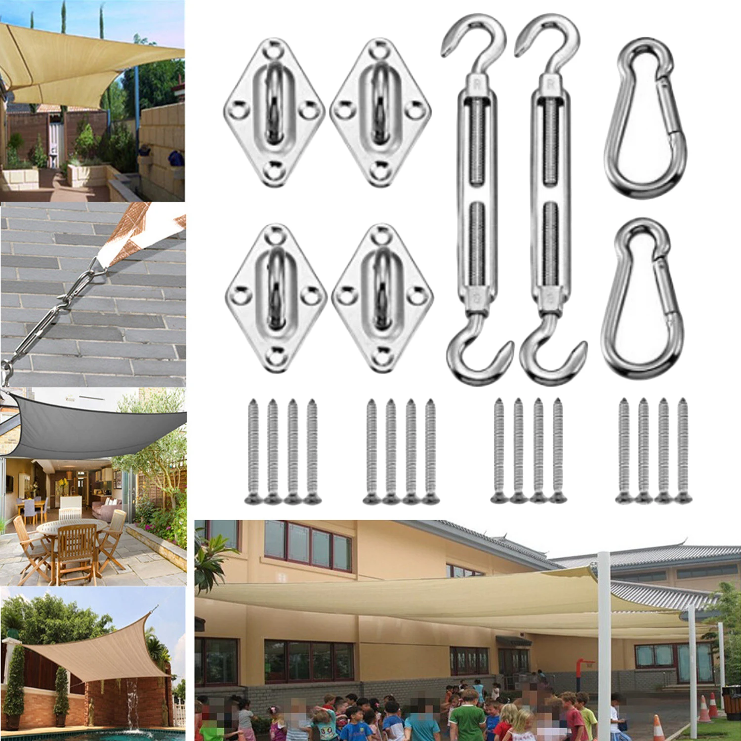 24PCS Triangle Awning Attachment Set Mounting Kit for Heavy Duty Sun Shade Kit Stainless Steel Accessories in Garden Courtyard
24PCS Triangle Awning Attachment Set Mounting Kit for Heavy Duty Sun Shade Kit Stainless Steel Accessories in Garden Courtyard