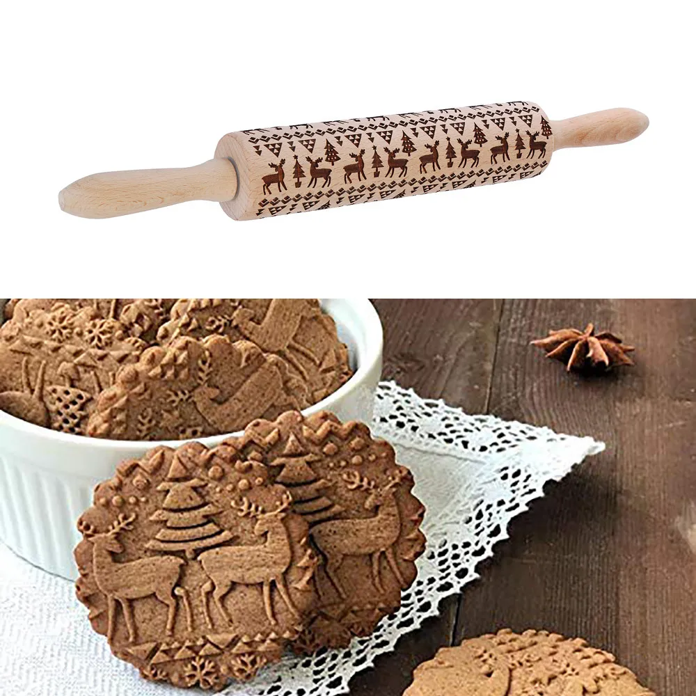 Christmas Embossed Rolling Pin Engraved Carved Wood Baking Cookies Biscuit Fondant Cake Dough Roller Reindeer Snowflake Navidad
Christmas Embossed Rolling Pin Engraved Carved Wood Baking Cookies Biscuit Fondant Cake Dough Roller Reindeer Snowflake Navidad