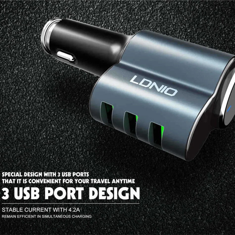 LDNIO CM21 Black and Gray Color Car Charger With Bluetooth Headset 4.2A Output Three USB Ports for Xiaomi Mobile Phone
LDNIO CM21 Black and Gray Color Car Charger With Bluetooth Headset 4.2A Output Three USB Ports for Xiaomi Mobile Phone