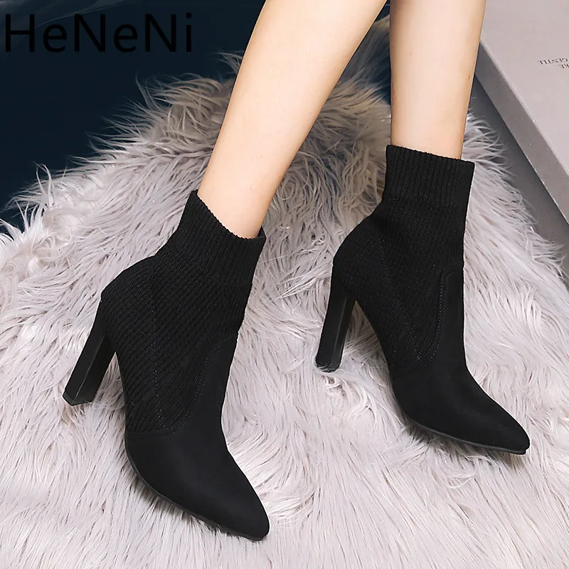 Autumn Winter New Women Boots Knitting Elastic Stovepipe boots Pointed Thick heel boots High Quality Women Ankle Boots size32-43
Autumn Winter New Women Boots Knitting Elastic Stovepipe boots Pointed Thick heel boots High Quality Women Ankle Boots size32-43