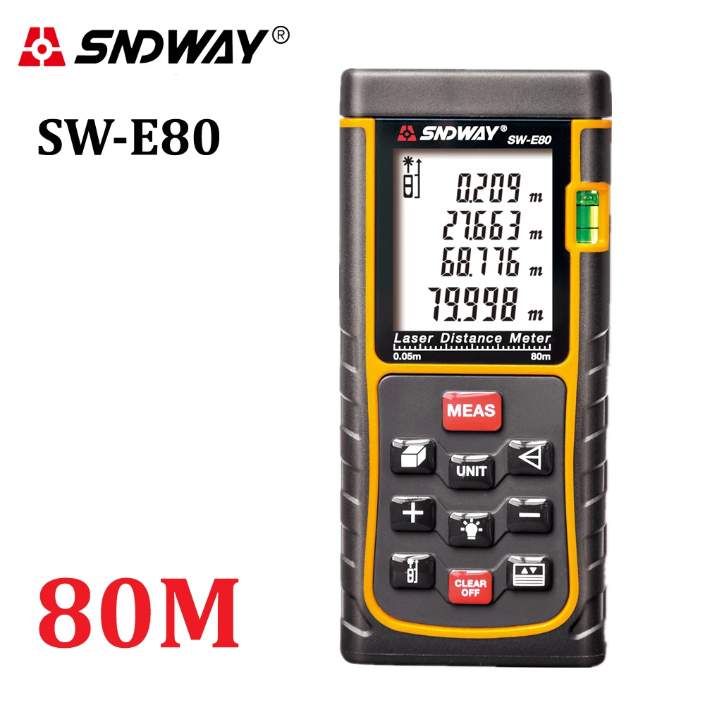 SNDWAY 80M 262ft handheld Laser distance meter trena Laser Range finder RangefinderTape measure SW-E80 Area-volume tool hunting SNDWAY 80M 262ft handheld Laser distance meter trena Laser Range finder RangefinderTape measure SW-E80 Area-volume tool hunting<br><br>Aliexpress