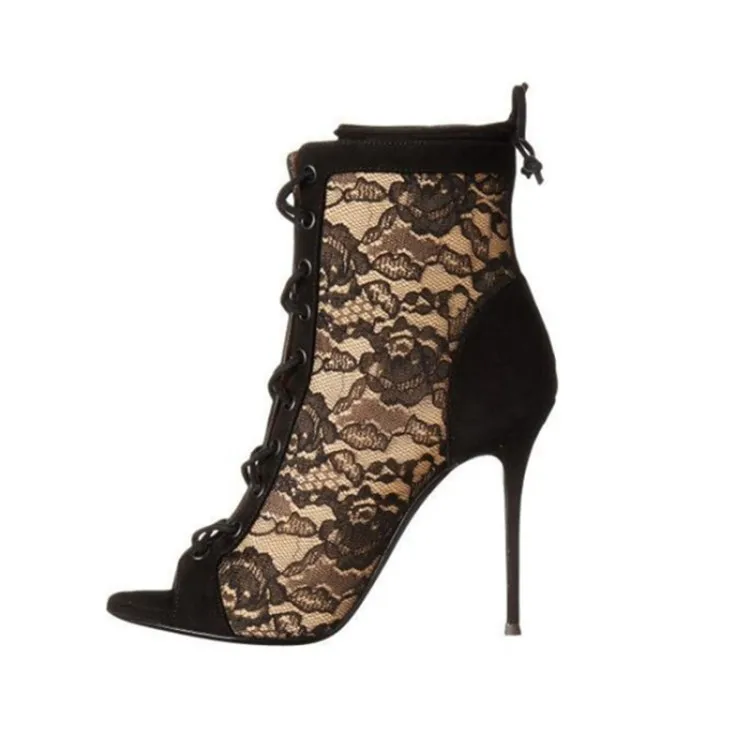 Sexy Peep Toe High Heel Sandal Boots Cross Straps Thin Heels Shoes Spring Lace Women Short Boots Customzied Dress Shoes
Sexy Peep Toe High Heel Sandal Boots Cross Straps Thin Heels Shoes Spring Lace Women Short Boots Customzied Dress Shoes