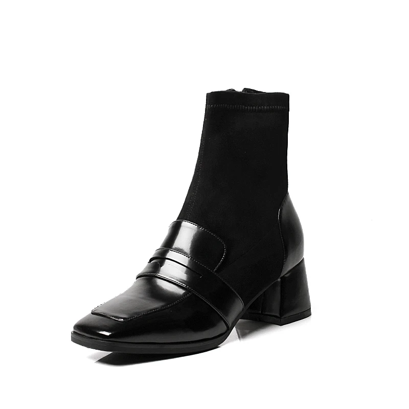 2019 Spring AutumnLadies Flat Ankle Boots Genuine Leather Women Boots Square Toe Stretch Boots Med Heel Buckle Shoes Black sil
2019 Spring AutumnLadies Flat Ankle Boots Genuine Leather Women Boots Square Toe Stretch Boots Med Heel Buckle Shoes Black sil