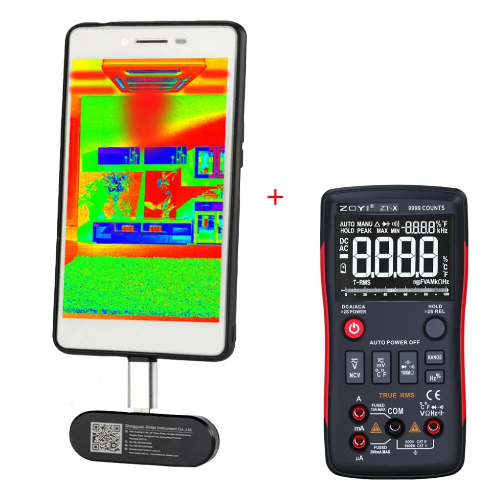 Mobile Phone External Infrared Thermal Imager for Android OTG Thermal Instruments with Digital Multimeter Button 9999 Counts
Mobile Phone External Infrared Thermal Imager for Android OTG Thermal Instruments with Digital Multimeter Button 9999 Counts