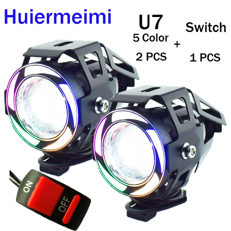 Huiermeimi 2PCS Motorcycle Headlight 125W 3000LMW LED Motorbike spotlight 12V U7 5 Color Angel Moto Driving Spot Head Light Lamp
Huiermeimi 2PCS Motorcycle Headlight 125W 3000LMW LED Motorbike spotlight 12V U7 5 Color Angel Moto Driving Spot Head Light Lamp