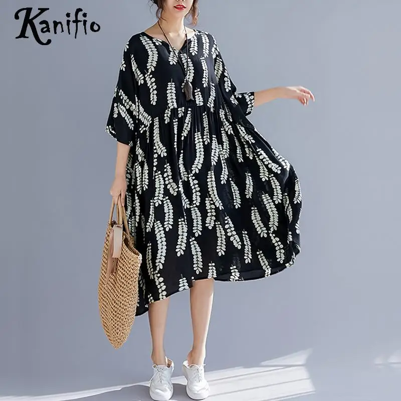 Kanifio Oversized Printed Dress Women Plus Size Boho Beach Dress Summer Cotton Linen Maxi Long Bohemian Dresses Female Vestidios
Kanifio Oversized Printed Dress Women Plus Size Boho Beach Dress Summer Cotton Linen Maxi Long Bohemian Dresses Female Vestidios