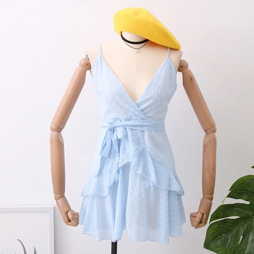 TAOVK Summer V Collar Irregular Ruffles Chiffon Dress Waist Bow Tied Sling Dress Woman
TAOVK Summer V Collar Irregular Ruffles Chiffon Dress Waist Bow Tied Sling Dress Woman