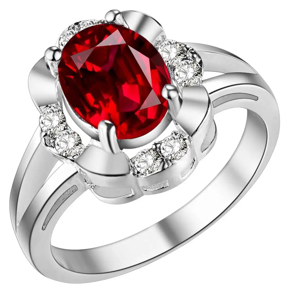 Wholesale fashion silver 925 stamped ring unique handmade classic women lady drop ship gift red crystal fine bohemia proposal | Украшения и