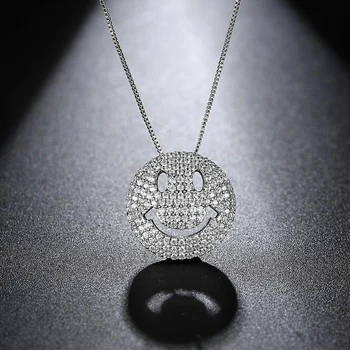 New Fashion Creative Smile Necklace Full Pave Premium Zircon Crystals Smiling Face Pendant Exquisite Thin Silver Chain for Women
New Fashion Creative Smile Necklace Full Pave Premium Zircon Crystals Smiling Face Pendant Exquisite Thin Silver Chain for Women