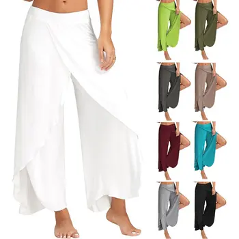 

Summer Women Flowy Layered Palazzo BOHO Wide Leg Pants Casual Loose Trousers Pants