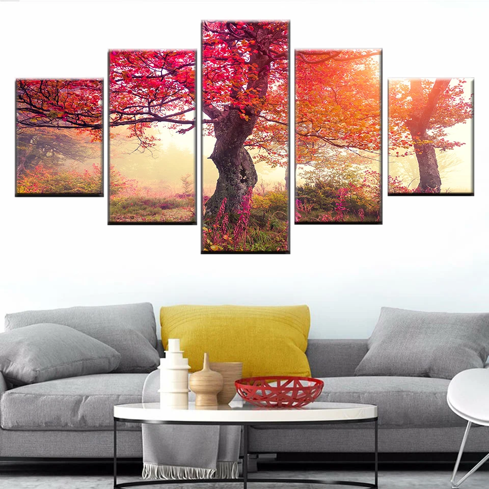 Modern HD Prints 5 Pieces Red Forest Sunlight Painting Frame Decoration Living Room Wall Art Poster Modular Canvas Picture
Modern HD Prints 5 Pieces Red Forest Sunlight Painting Frame Decoration Living Room Wall Art Poster Modular Canvas Picture