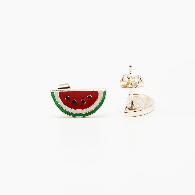 1pair fashion ear studs earrings pendientes ladybug lips icecream cherry watermelon strawberry oil drip red lovely fruite brinco5