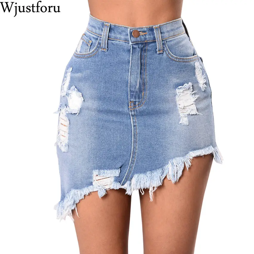 Wjustforu Summer Sexy Ripped Denim Skirt Women Fashion Hollow Out Casual Hole Mini Skirt Irregular Basic Pocket Jeans Skirt
Wjustforu Summer Sexy Ripped Denim Skirt Women Fashion Hollow Out Casual Hole Mini Skirt Irregular Basic Pocket Jeans Skirt