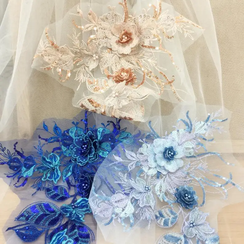 3D pearl beading lace appliue patch Floral Lace Applique Motif with Sequins Details Sewing for Evening Gown Bridal Dress Fringe
3D pearl beading lace appliue patch Floral Lace Applique Motif with Sequins Details Sewing for Evening Gown Bridal Dress Fringe