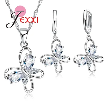 Fashion Wholesale Austrian Crystal 925 Sterling Silver Charms Butterfly Pendants Necklace Earrings Set Trendy Women Jewelry Gift
Fashion Wholesale Austrian Crystal 925 Sterling Silver Charms Butterfly Pendants Necklace Earrings Set Trendy Women Jewelry Gift