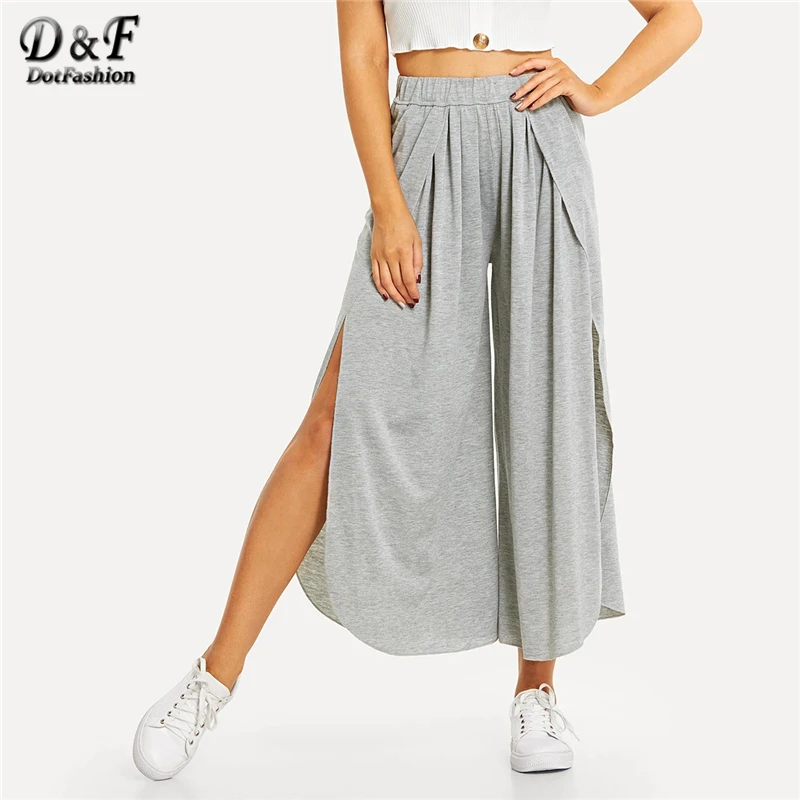 Dotfashion Grey Solid Elastic Waist Split Wide Leg Pants Women 2019 Summer Sexy Pants Spring Ladies Korean Fashion Trousers
Dotfashion Grey Solid Elastic Waist Split Wide Leg Pants Women 2019 Summer Sexy Pants Spring Ladies Korean Fashion Trousers