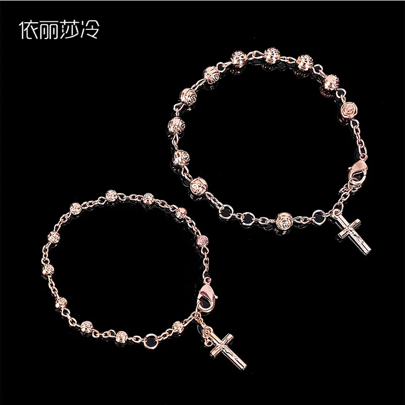 48 Pieces / Gold Jesus Cross Bracelet Rose Bead Bracelet Jewelry Sacred Heart Jesus Central Rosary Female Bracelet
48 Pieces / Gold Jesus Cross Bracelet Rose Bead Bracelet Jewelry Sacred Heart Jesus Central Rosary Female Bracelet