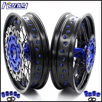 3.5/5.0 Supermoto Wheels Set For YAMAHA YZ250F 2001-2019 YZ450F 2003-2019 Supermotard Rim Blue Nipple Black Spoke Disc
3.5/5.0 Supermoto Wheels Set For YAMAHA YZ250F 2001-2019 YZ450F 2003-2019 Supermotard Rim Blue Nipple Black Spoke Disc