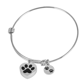 5019 Pet Keepsake jewelry Stainless Steel Adjustable Wire bangle With Paw Print Heart Urn Charm Cremation Bracelet For Ashes
5019 Pet Keepsake jewelry Stainless Steel Adjustable Wire bangle With Paw Print Heart Urn Charm Cremation Bracelet For Ashes