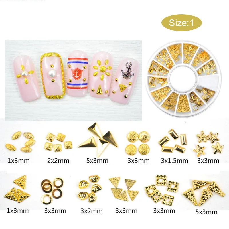 100 Pcs/Wheel 3D Nail Art Decoration Wheel Metal Beads Mixed Shape DIY Manicure Tools
100 Pcs/Wheel 3D Nail Art Decoration Wheel Metal Beads Mixed Shape DIY Manicure Tools