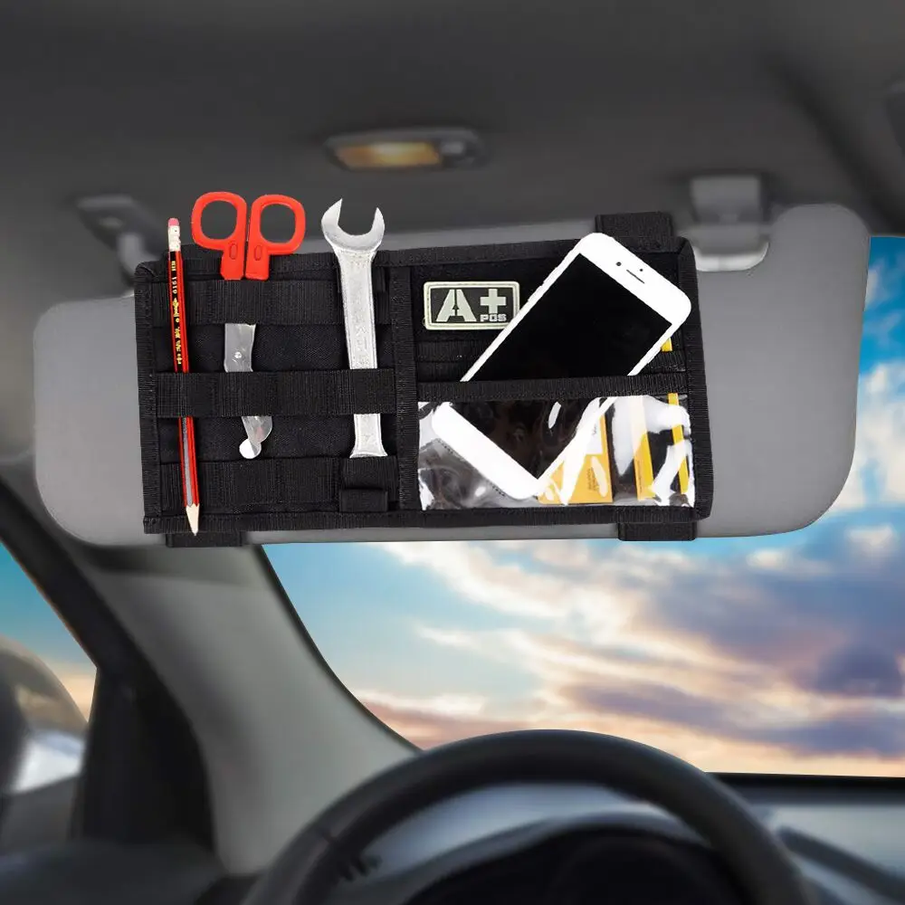 Car Sun Visor Panel Organizer Holder for Travel Kits Pouch Outdoor Sunshade EDC Tools Pocket Storage Loop Panelled MOLLE Bag
Car Sun Visor Panel Organizer Holder for Travel Kits Pouch Outdoor Sunshade EDC Tools Pocket Storage Loop Panelled MOLLE Bag