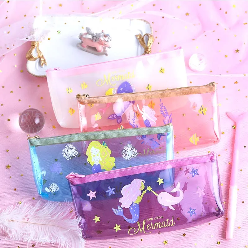Transparent Mermaid Pencil case for girls Cute PVC pencil bag Stationery pen pouch Escolar school office supplies
Transparent Mermaid Pencil case for girls Cute PVC pencil bag Stationery pen pouch Escolar school office supplies