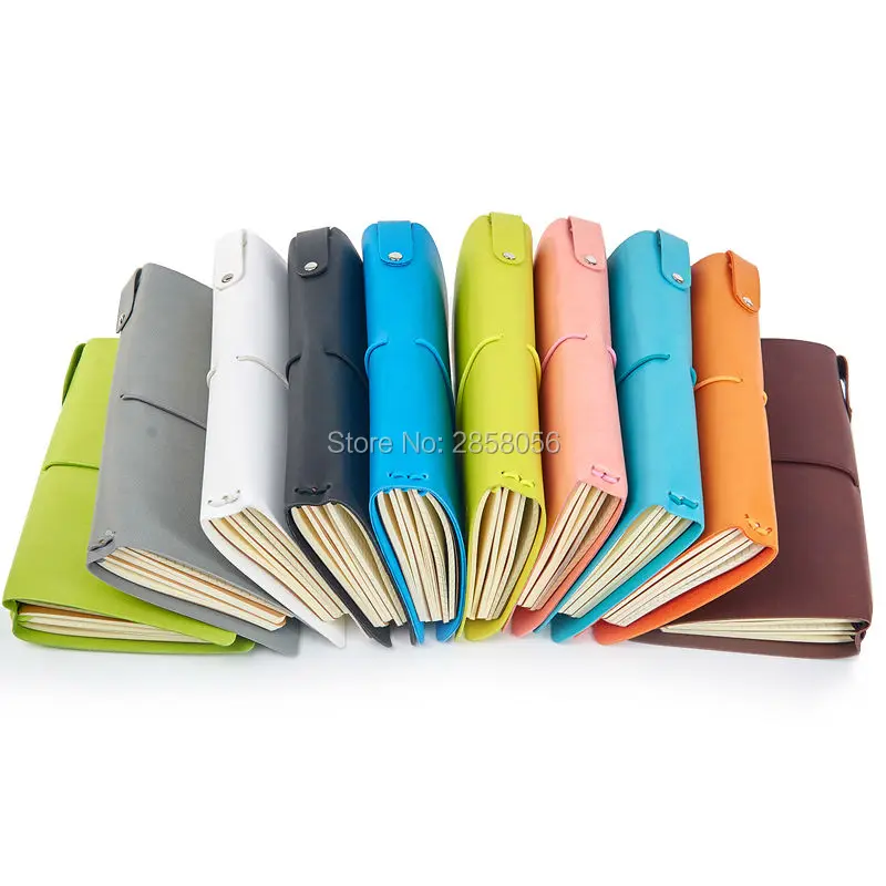 Image Binding Strap Loose Leaf Travel Journal PU leather, Travel diaries pink green black blue orange