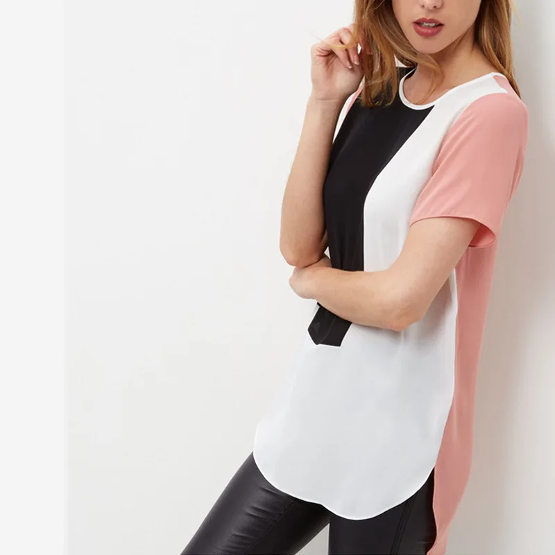 New Fashion patchwork t-Shirt woman chiffon short sleeves round neck Casual female shirts tops tees plus size s-6xl
New Fashion patchwork t-Shirt woman chiffon short sleeves round neck Casual female shirts tops tees plus size s-6xl