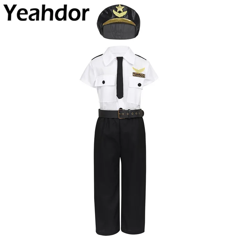Unisex Kids Boys Pilot Halloween Dress Up Children Kid Girls Cosplay Costume Short Sleeves Shirt with Pants Hat Necktie Belt Set
Unisex Kids Boys Pilot Halloween Dress Up Children Kid Girls Cosplay Costume Short Sleeves Shirt with Pants Hat Necktie Belt Set
