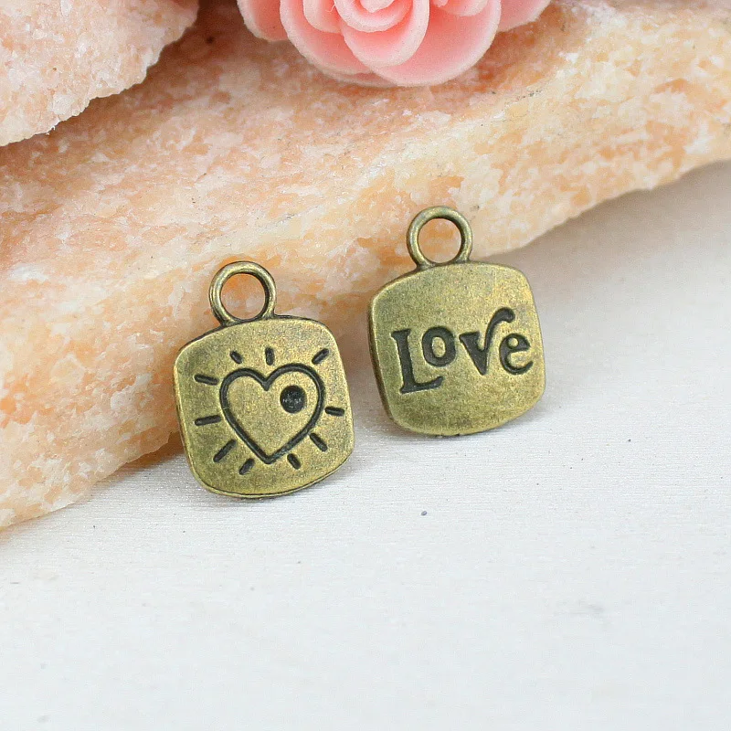 

13MM alloy Charm tag heart sun letter love disc Antique Bronze Stripe Pattern necklace pendant jewelry accessories diy