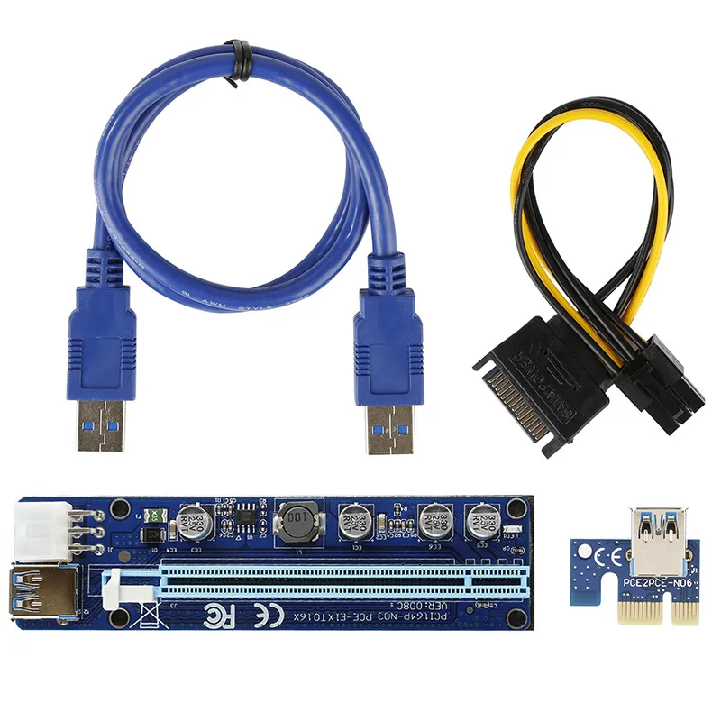 Профессиональный антикоррозийный светодиодный PCI-E 1X до 16X USB 3.0 VER 008C 6PIN