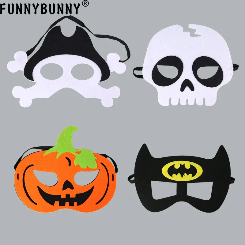 2 Pack Skull Skeleton /& Pumpkin Felt Halloween Eye Masks for Kids