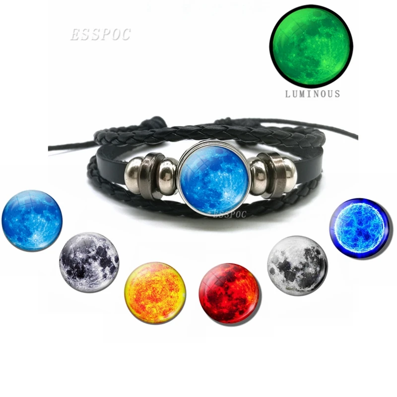 Glow In The Dark Full Moon Glass Cabochon Snap Button Bracelet Punk Black Multi-layer Leather Bracelet Bangle Fashion Jewelry
Glow In The Dark Full Moon Glass Cabochon Snap Button Bracelet Punk Black Multi-layer Leather Bracelet Bangle Fashion Jewelry