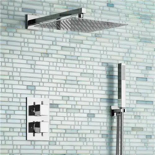 12" Ultra Thin Square Mixer Thermostatic Shower Head Set Bathroom wall mounted Valve Set Chrome Hand Held Head
12" Ultra Thin Square Mixer Thermostatic Shower Head Set Bathroom wall mounted Valve Set Chrome Hand Held Head