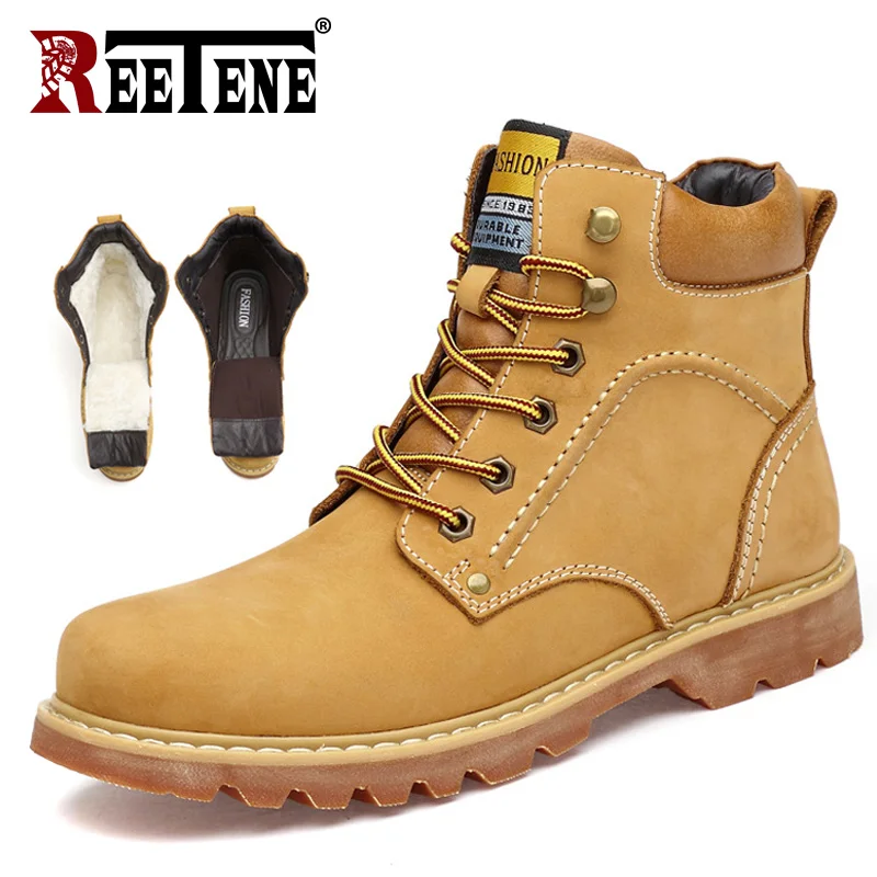 REETENE Genuine Leather Men Boots High Quality Leather Winter Martin Boots Fashion Warm Fur Men'S Boots Men Snow Boots 37-48
REETENE Genuine Leather Men Boots High Quality Leather Winter Martin Boots Fashion Warm Fur Men'S Boots Men Snow Boots 37-48