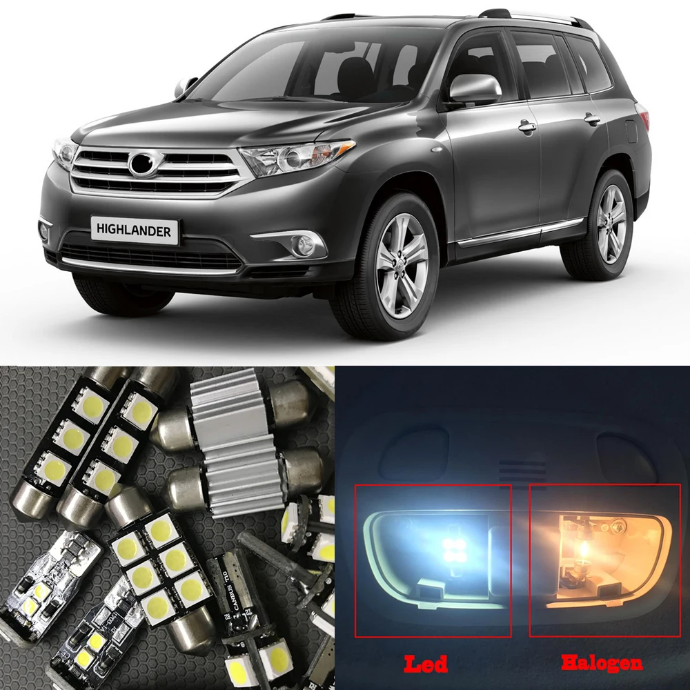 12pcs White Canbus LED Light Bulbs Kit For 2008-2012 Toyota Highlander Interior Map Dome License plate Lamp Light Car Styling
12pcs White Canbus LED Light Bulbs Kit For 2008-2012 Toyota Highlander Interior Map Dome License plate Lamp Light Car Styling