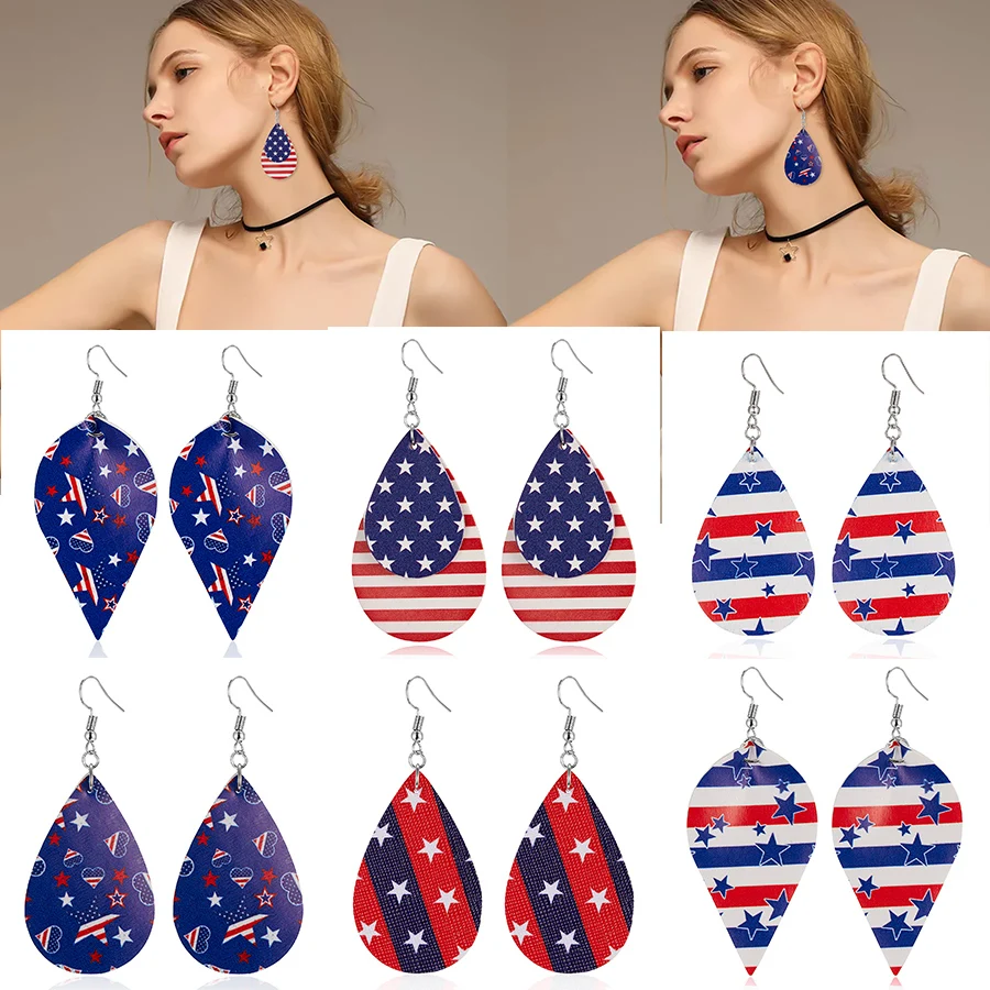 Vintage American Flag Leather Earrings Colorful Striped Five-pointed Star Drop Star Leather Earrings for Women Casual Jewelry
Vintage American Flag Leather Earrings Colorful Striped Five-pointed Star Drop Star Leather Earrings for Women Casual Jewelry