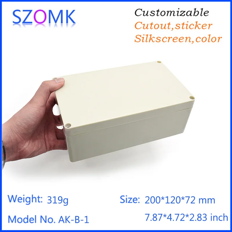szomk ip 65 protection level electronics housing pcb plastic box 4 psc a lot electrical distribution case 200x120x72mm
szomk ip 65 protection level electronics housing pcb plastic box 4 psc a lot electrical distribution case 200x120x72mm