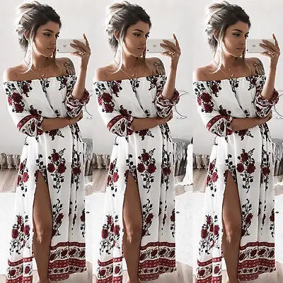New Fashion Women Clothing Off Shoulder Split Dresses Boho Floral Summer Beach Long Maxi Dress
New Fashion Women Clothing Off Shoulder Split Dresses Boho Floral Summer Beach Long Maxi Dress