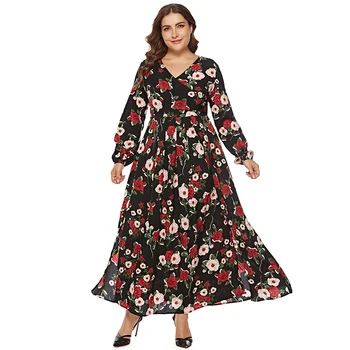 2019 Spring Autumn Women Dress V Neck Long Sleeve Big Size 6XL Printed Flower Dress vestidos largos de verano casual
2019 Spring Autumn Women Dress V Neck Long Sleeve Big Size 6XL Printed Flower Dress vestidos largos de verano casual