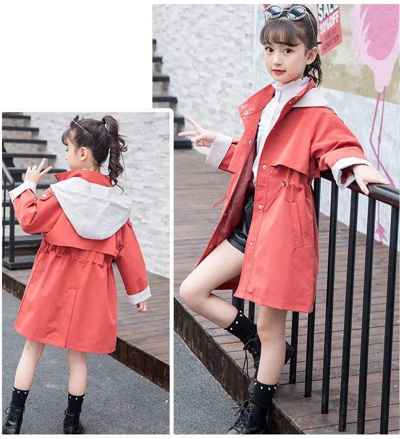 Girls Hooded Patchwork Long Jackets For Kids Pink Orange Cotton 2019 Autumn Trench Coat Clothing Children Outerwear Tops Clothes (13).jpg