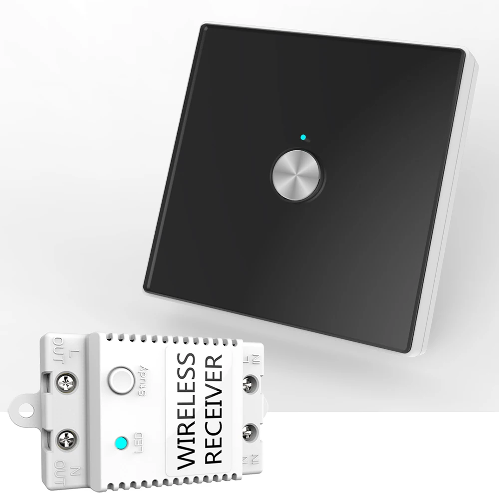 Wireless Remote Control Light Switch, Wireless Receiver Switch Panel 100V-240VAC 50/60HZ Safe for Living Light (1CH-black)
Wireless Remote Control Light Switch, Wireless Receiver Switch Panel 100V-240VAC 50/60HZ Safe for Living Light (1CH-black)