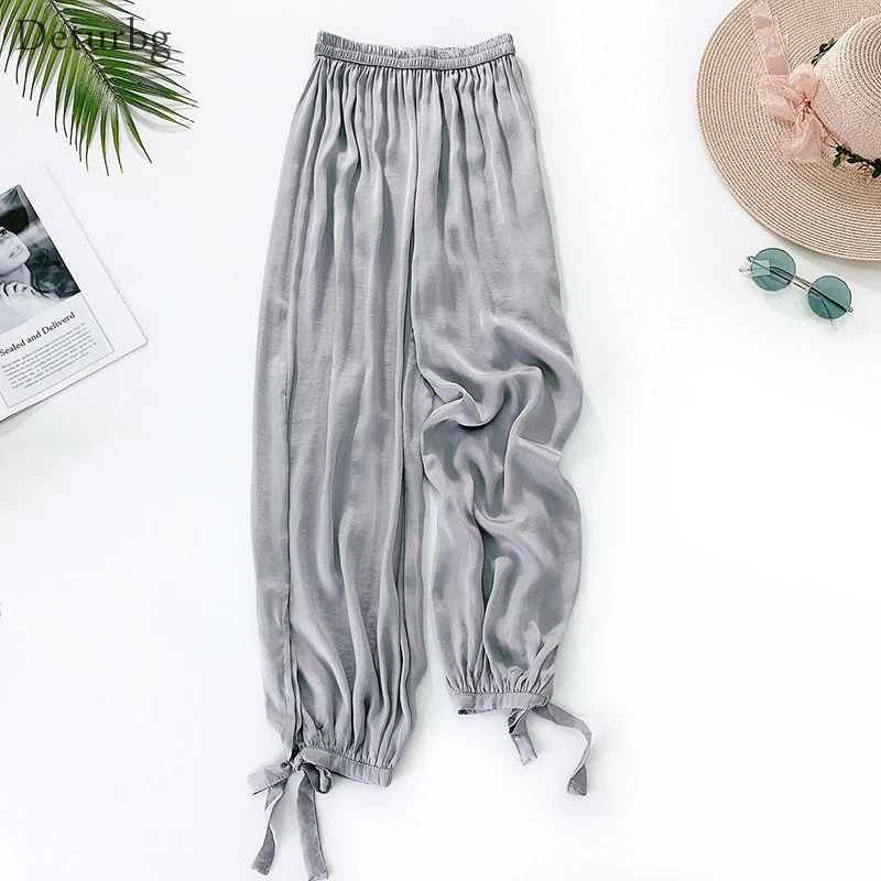 Womens Brief Silky Wide Leg Harem Pants Ankle Length Drape Turnip Pants Korean Casual Elastic Waist Pleated Trousers Summer PA60
Womens Brief Silky Wide Leg Harem Pants Ankle Length Drape Turnip Pants Korean Casual Elastic Waist Pleated Trousers Summer PA60