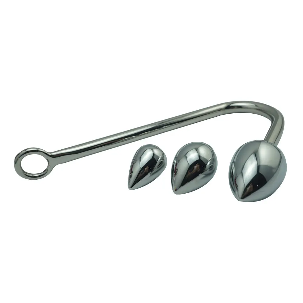 New replaceable 3 size balls choose metal anal hook butt plug beads dilator alluminum alloy sex toy for men women adult game 4