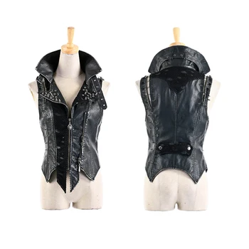 Steampunk Fashion Handsome Studded Leather Jacket for Women Fashion Retro Punk Gothic Black Sexy Slim-Fitting Vest Coats
Steampunk Fashion Handsome Studded Leather Jacket for Women Fashion Retro Punk Gothic Black Sexy Slim-Fitting Vest Coats
