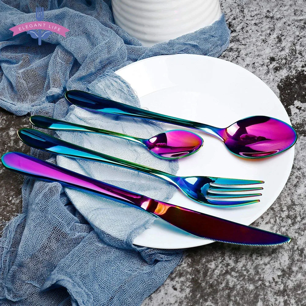 4 PCS Stainless Steel Cutlery Dinnerware Set Rainbow Colorful Silverware Tableware Spoon Flatware Set Hotel Party Supplies Gift
4 PCS Stainless Steel Cutlery Dinnerware Set Rainbow Colorful Silverware Tableware Spoon Flatware Set Hotel Party Supplies Gift