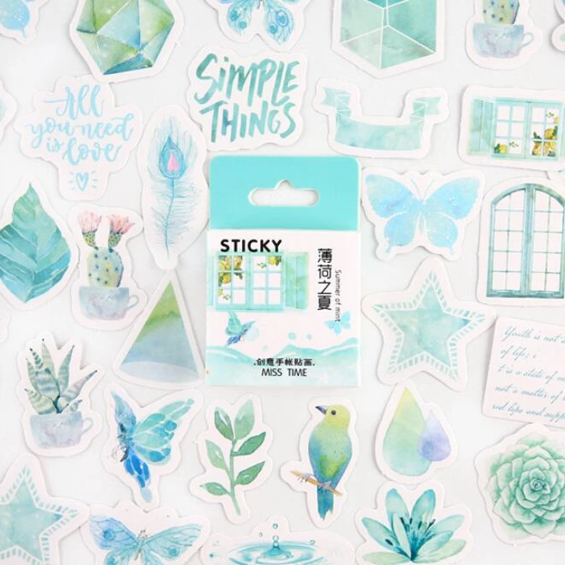 Mint Summer Journal Stickers Set Decorative Stationery Stickers Scrapbooking DIY Diary Album Stick Lable 46pcs/box
Mint Summer Journal Stickers Set Decorative Stationery Stickers Scrapbooking DIY Diary Album Stick Lable 46pcs/box