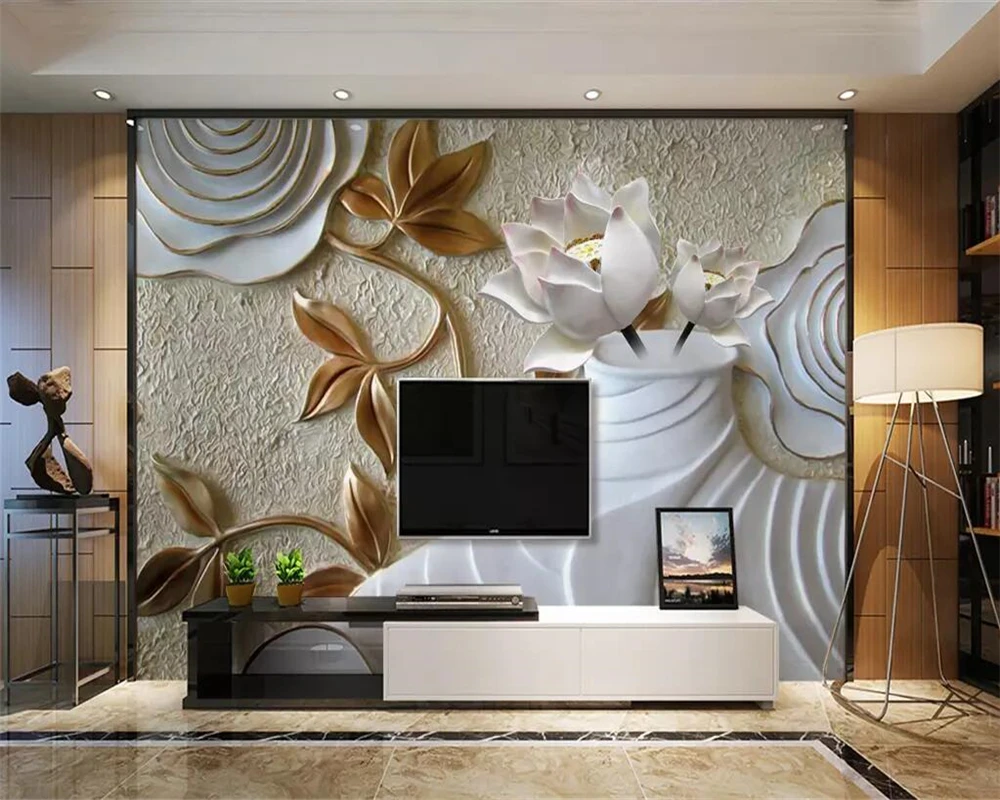 Custom wallpaper vase lotus rose relief TV wall paper mural home decoration living room bedroom wallpaper for wall 3 d
Custom wallpaper vase lotus rose relief TV wall paper mural home decoration living room bedroom wallpaper for wall 3 d