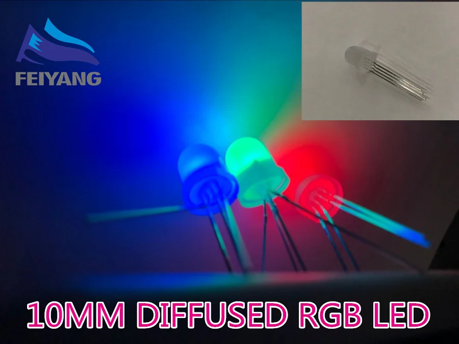50PCS 10mm Full colors Diffused RGB LED Common Cathode 20mA 3 Colors Red Green Blue 4 Pin 10 mm Light-Emitting Diode LED Lamp
50PCS 10mm Full colors Diffused RGB LED Common Cathode 20mA 3 Colors Red Green Blue 4 Pin 10 mm Light-Emitting Diode LED Lamp