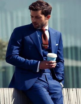 Classic Style Groom Tuxedos Blue Groomsmen Peak Lapel Three Pockets Wedding/dinner Suits Best Man Bridegroom (jacket+pants+vest)
Classic Style Groom Tuxedos Blue Groomsmen Peak Lapel Three Pockets Wedding/dinner Suits Best Man Bridegroom (jacket+pants+vest)